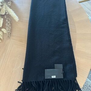 Authentic Saint Laurent black Scarf with Fringe